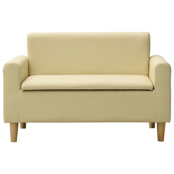 vidaXL Canapea pentru copii cu 2 locuri, alb crem, piele ecologică