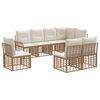 vidaXL Set de canapele de exterior 8 buc. Alb Natural și Crem