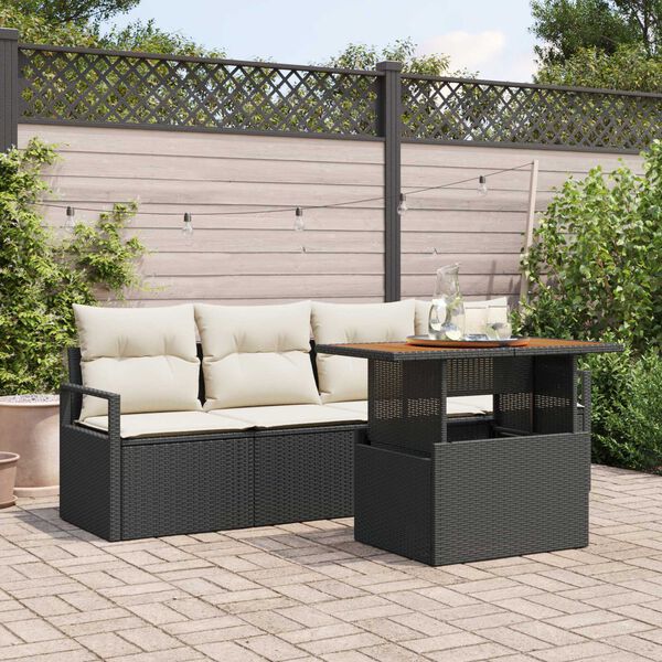vidaXL Set de canapele pentru grădină 5 pcs Negru Rattan poli