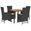 vidaXL Set mobilier de grădină cu perne, 5 piese, negru, poliratan