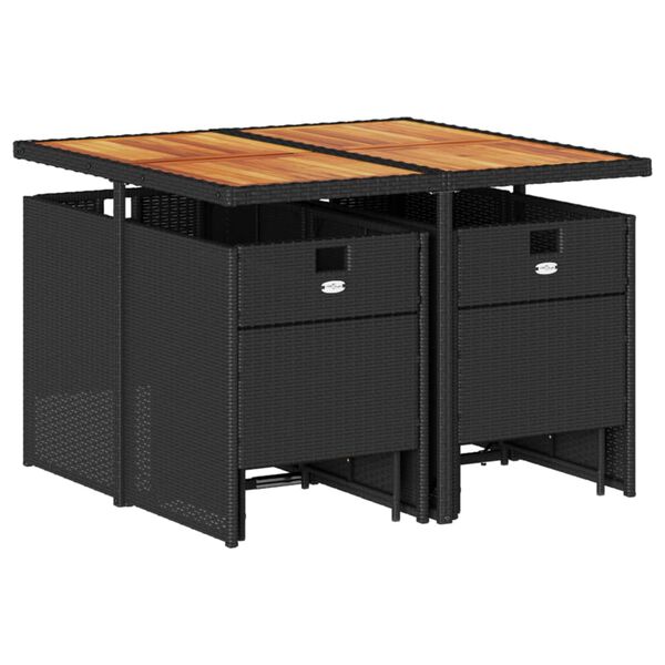 vidaXL Set mobilier de grădină cu perne, 9 piese, negru, poliratan