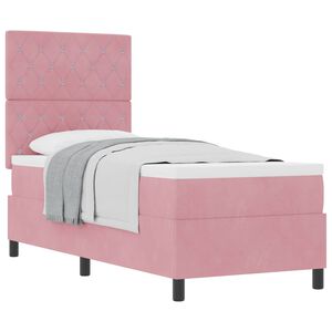 vidaXL Pat cu arcuri cu saltea cu headboard Roz 80 x 200 cm Catifea
