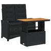 vidaXL Set mobilier de grădină cu perne, 2 piese, negru, poliratan