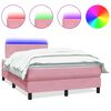 vidaXL Pat cu arcuri cu saltea și LED, roz, 120x220 cm, catifea