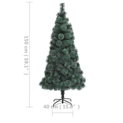 vidaXL Brad de Crăciun artificial pre-iluminat, verde, 150 cm, PVC&PE
