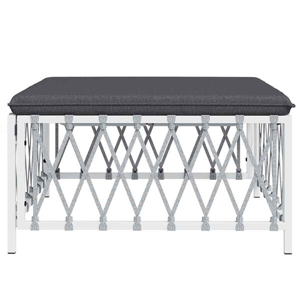 vidaXL Taburet de grădină cu pernă, alb, material țesut