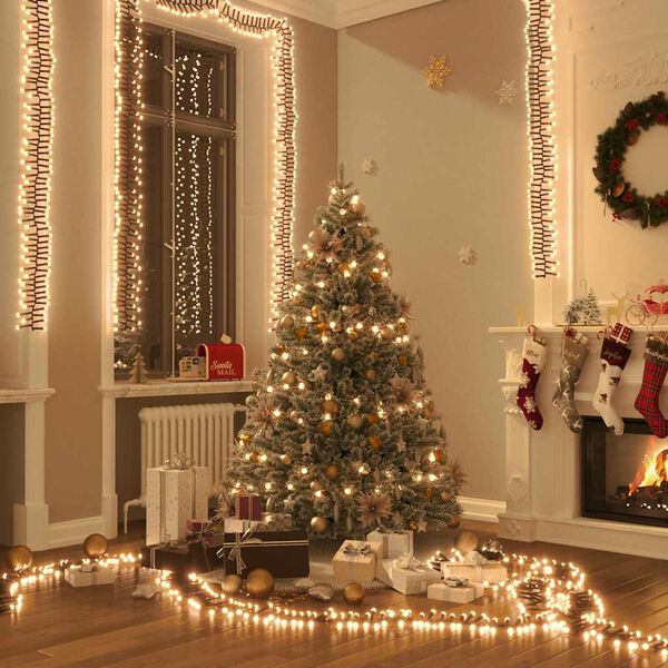 vidaXL Instalație tip cluster cu 400 LED-uri, alb cald, 7,4 m, PVC