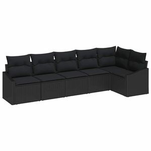 vidaXL Set de canapele pentru grădină cu pernă 6 pcs Negru poliratan