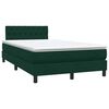 vidaXL Pat box spring cu saltea, verde &icirc;nchis, 120x220 cm, catifea