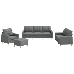vidaXL Set de canapele cu perne, 4 piese, gri &icirc;nchis, textil