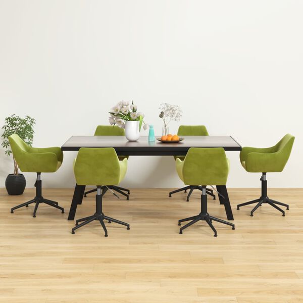 vidaXL Scaune de sufragerie pivotante 6 buc, verde deschis, catifea