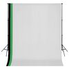 vidaXL Set studio foto cu 3 fundaluri de bumbac, cadru reglabil, 3x3 m