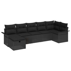 vidaXL Set de canapele pentru grădină 7 buc. Negru poliratan