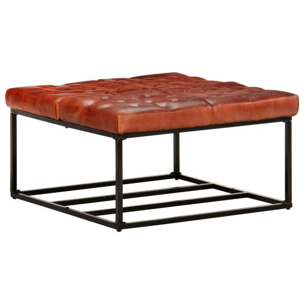 vidaXL Fotoliu puf, maro &icirc;nchis, 80x80x43 cm, piele naturală