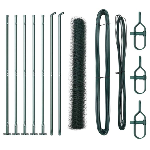 vidaXL St&acirc;lp de gard. Verde 10 x 1 m (plasă de 50 mm) Oțel și PVC