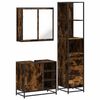 vidaXL Set mobilier de baie, 3 piese, stejar fumuriu, lemn prelucrat