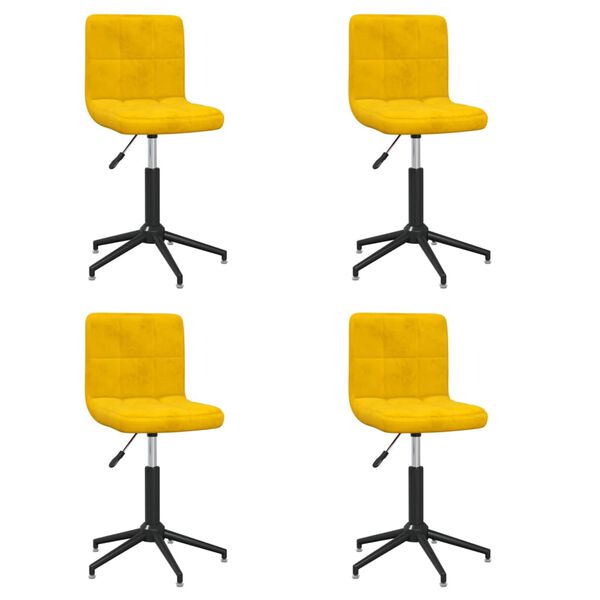 vidaXL Scaune de bucătărie pivotante 4 buc. catifea galben muștar