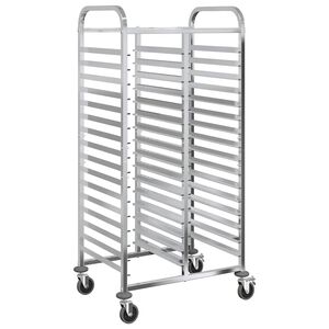 vidaXL Cărucior cu tăvi cu 32 containere GN oțel inoxidabil