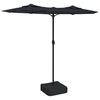 vidaXL Umbrelă de grădină cu două capete cu LED-uri, negru, 316x145 cm