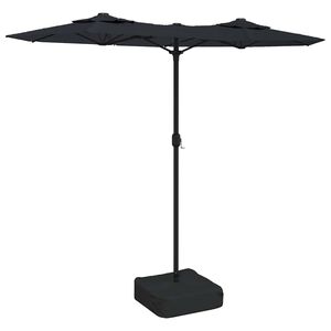 vidaXL Umbrelă de grădină cu două capete cu LED-uri, negru, 316x145 cm