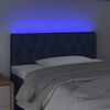 vidaXL Tăblie de pat cu LED, albastru, 100x7x78/88 cm, textil