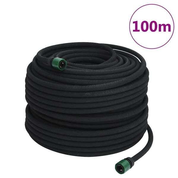 vidaXL Furtun poros de grădină, negru, 0,6", 100 m, cauciuc