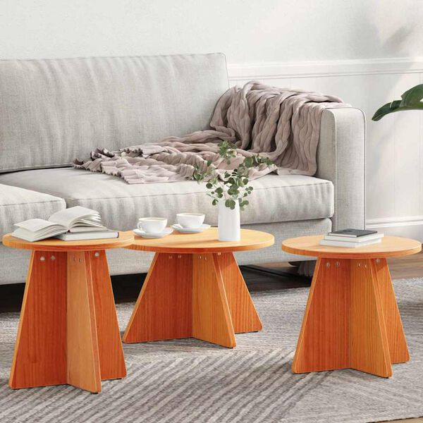 vidaXL Masă de cafea 3 pcs Maroniu cerat