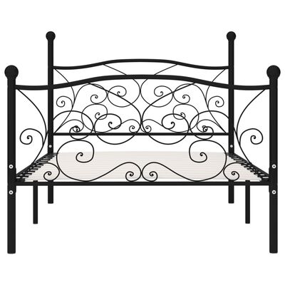 vidaXL Cadru de pat cu bază din șipci, negru, 90 x 200 cm, metal
