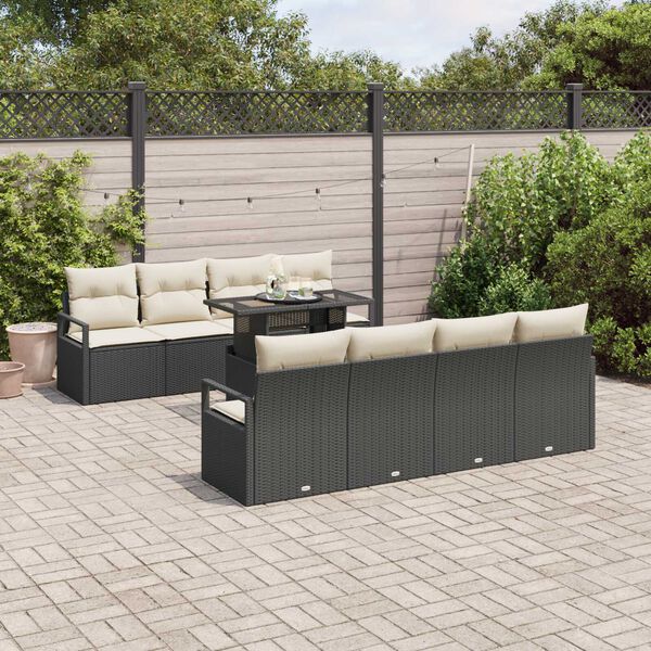 vidaXL Set de canapele pentru grădină 9 pcs Negru Rattan poli