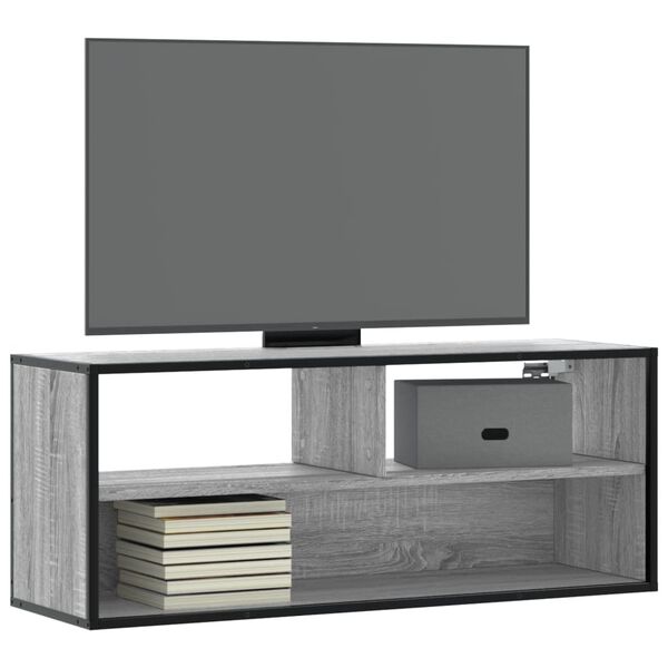vidaXL Dulap TV, gri sonoma, 100x31x39,5 cm, lemn prelucrat și metal