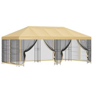 vidaXL Pavilion cu panouri laterale 6 x 3 m Crem Poliester și oțel 190
