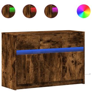 vidaXL Dulap TV cu LED, stejar fumuriu, 91x34x61 cm, lemn prelucrat