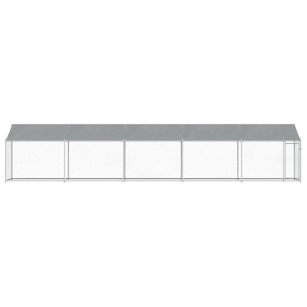vidaXL Cușcă câini cu acoperiș și ușă, gri, 10x2x2 m, oțel galvanizat