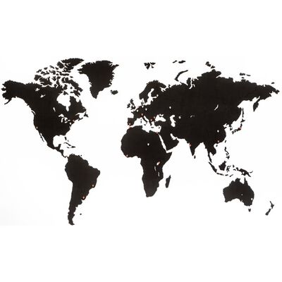 MiMi Innovations Decor perete hartă lume Luxury negru 180x108cm lemn