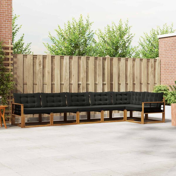 vidaXL Set de canapele de exterior cu pernă 6 pcs Natural și Negru