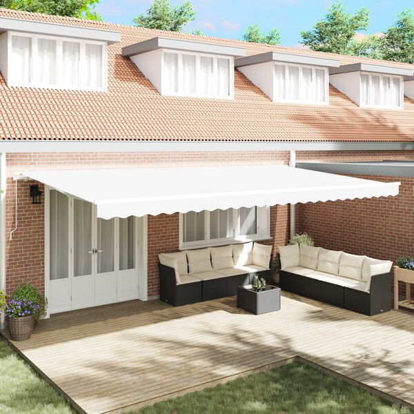 vidaXL Cortina Retractabilă Manual Alb 600 × 300 cm Poliester și metal