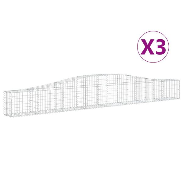 vidaXL Coșuri gabion arcuite 3 buc, 400x30x40/60 cm, fier galvanizat