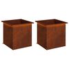 vidaXL Jardinieră de grădină cu LED 2 buc. Ruginit 50 x 50 x 48 cm