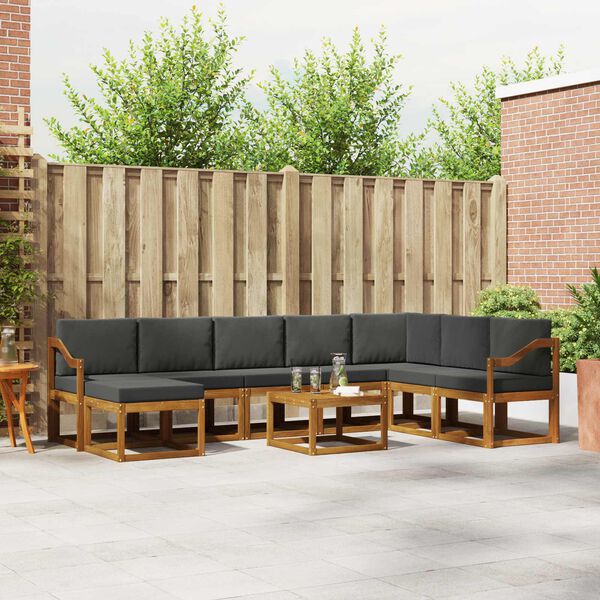 vidaXL Set de canapele de exterior cu pernă 9 pcs Natural și Antracit