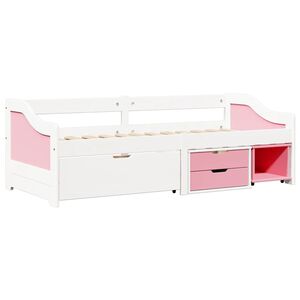 vidaXL Pat de zi cu 3 sertare fără saltea &bdquo;IRUN&rdquo; alb și roz 90x200 cm