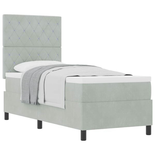 vidaXL Pat cu arcuri cu saltea Gri deschis 80 x 200 cm țesătură