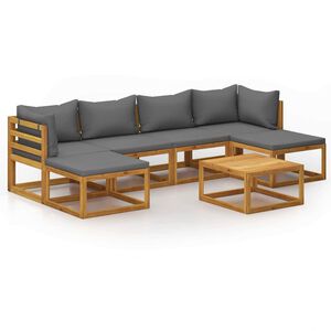 vidaXL Set mobilier grădină cu perne, 7 piese, lemn masiv de acacia