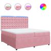 vidaXL Pat box spring cu saltea, roz, 200x200 cm, catifea