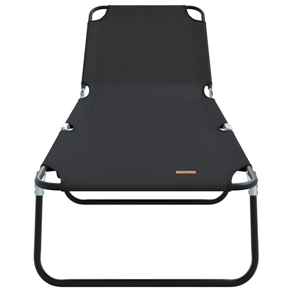 vidaXL Șezlong pliabil Negru 188 x 57 x 86,5 cm Poliester