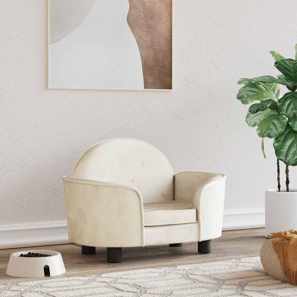 vidaXL Pat de câini, crem, 66x40x45 cm, catifea