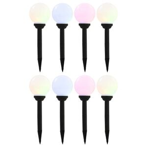vidaXL Lămpi solare de exterior cu LED, 8 buc., 15 cm, RGB, sferic