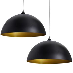 vidaXL Lustră 2 buc, &icirc;nălțime reglabilă, semisferică, negru