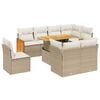 vidaXL Set canapele de grădină, 9 piese, cu perne, bej, poliratan
