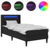 vidaXL Cadru de pat cu benzi LED Negru 90 x 190 cm Piele artificială