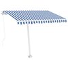 vidaXL Copertină retractabilă manual cu LED, albastru & alb 350x250 cm